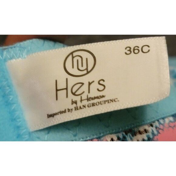 Hers By Herman Womens Blue Padded Adjustable Strap Push Up Bra Size 36C - Picture 2 of 7